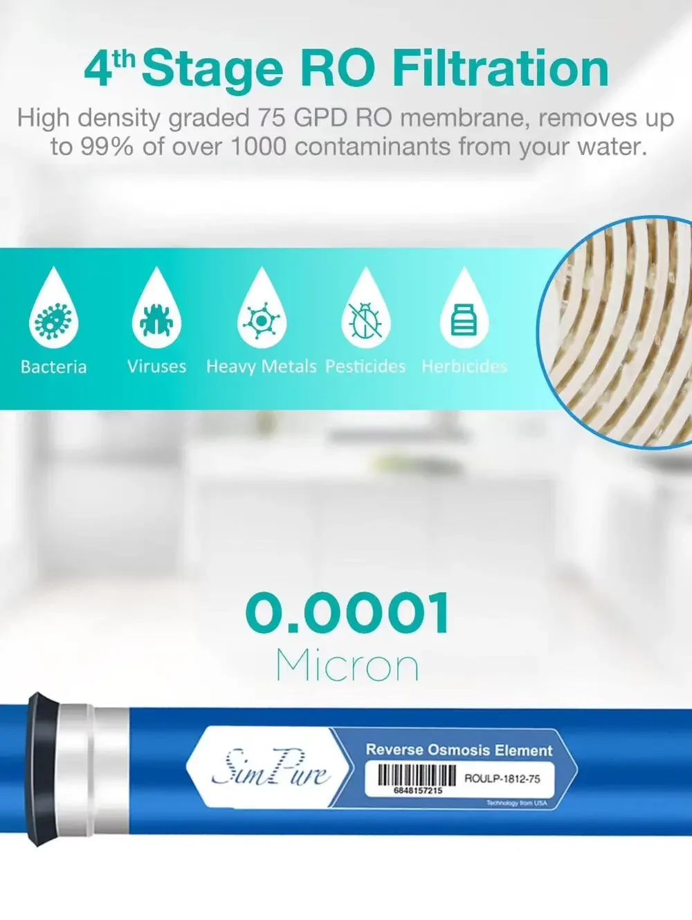 New SimPure 6-Stage Water Filter Kit PP GAC CTO RO T33 ALK + Fittings